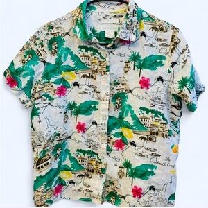 Cynthia Rowley Luxury Linen Floral Resort Top Women’s Small